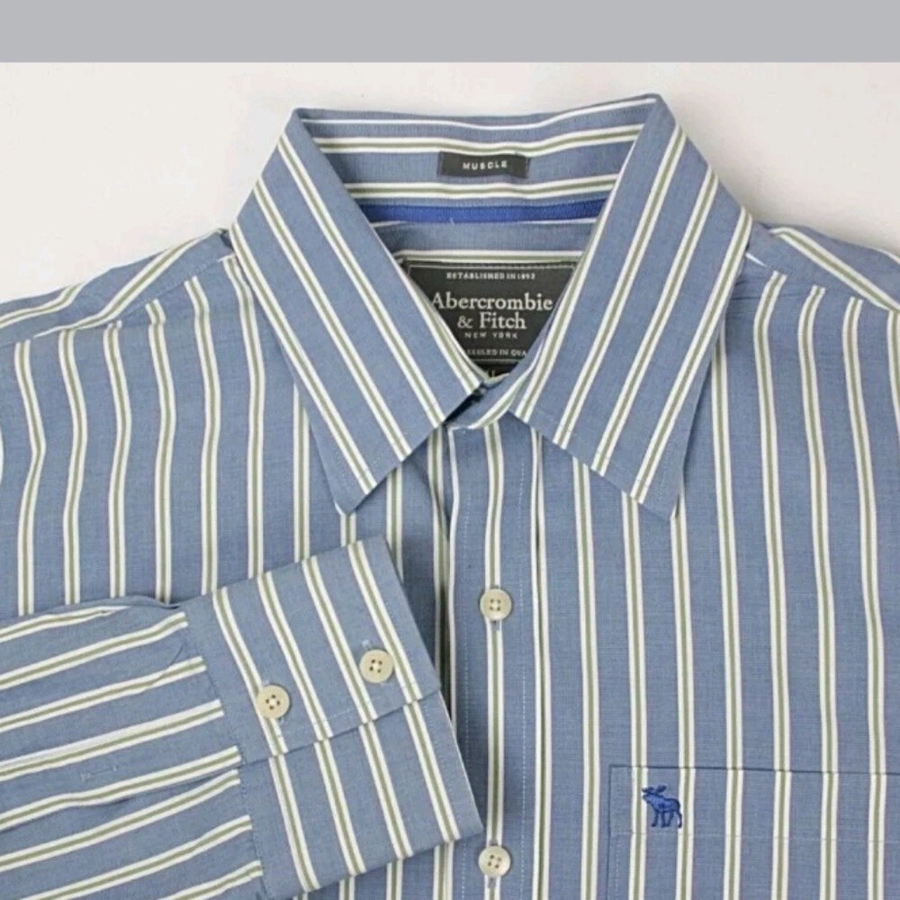 ABERCROMBIE & FITCH Muscle Blue Striped shirt XL
